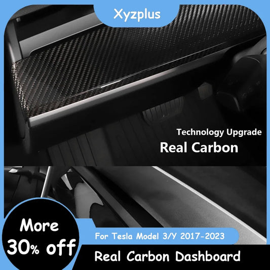 Xyzplus Dashboard Cover For Tesla Model 3 2023 Real Carbon Fibre Center Console Instrument Trim Model Y Accessories Model3 2022