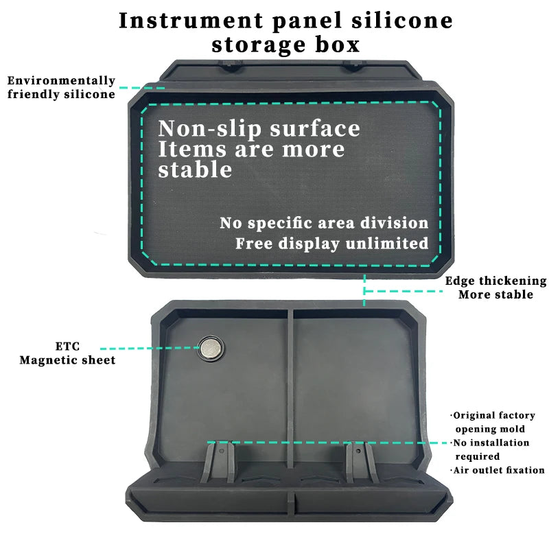 Storage Box For Tesla Model 3 Highland 2024 Multifunctional Silicone Dashboard Storage ETC Tray Instrument Panel Tissue