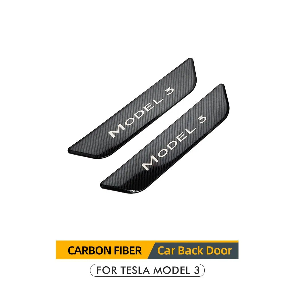Xyzplus Model3 2023 Door Sill Decoration Wrap Cover For Tesla Model 3 2022 Accessories Pedal Protection Strip Carbon Fiber
