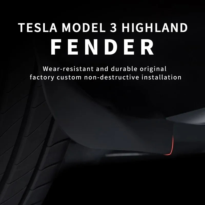 Soft Mud Flaps For Tesla Model 3 Highland 2024 TPE Mudguards Original Design Fender Anti-Snow Anti-Sand Guard Protector