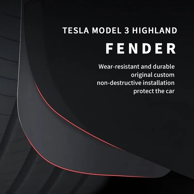 Soft Mud Flaps For Tesla Model 3 Highland 2024 TPE Mudguards Original Design Fender Anti-Snow Anti-Sand Guard Protector