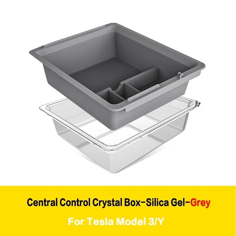 ModelY Storage Box Car Central Control Crystal Box Silicone For Tesla Model 3/Y Accessories 2021 2022 Auto Interior Parts Model3