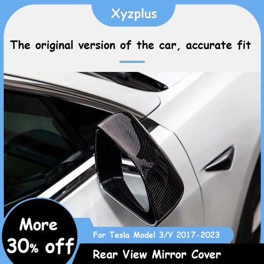 Xyzplus Model 3 New Car Real Carbon Fiber Rear View Mirror Protective Cover For Tesla Model Y 2023 Matte Accessories