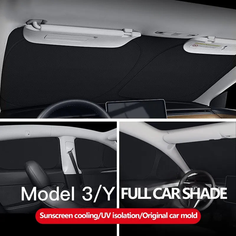 Privacy Full Sunshade For Tesla Model 3 Highland 2024 Model Y 2023 Side Windows Front Windshield Cover Sunproof UV Rays