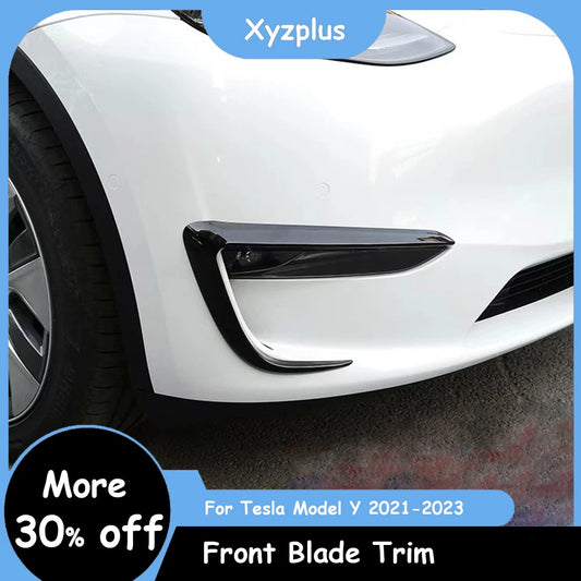 Xyzplus Front Blade Trim For Tesla Model Y 2023 Accessories Matte Carbon Fiber ABS Black White Car Accessories ModelY