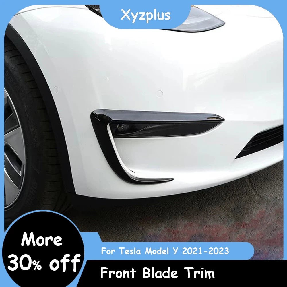 Xyzplus Front Blade Trim For Tesla Model Y 2023 Accessories Matte Carbon Fiber ABS Black White Car Accessories ModelY