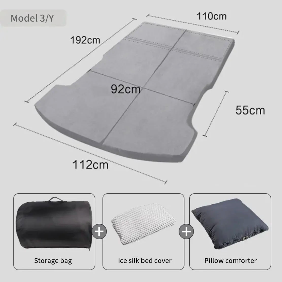 Camping Mattress for Tesla Model Y/3 Memory Foam Mattress Storage Bag & Sheet Provided Portable In Car Sleeping