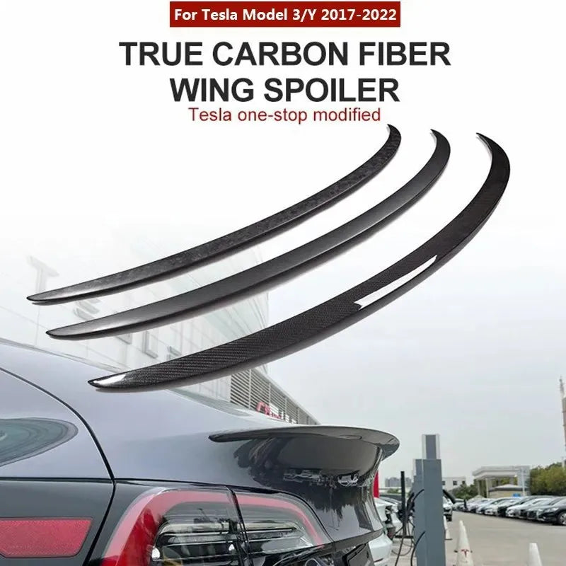 For Tesla Mode 3 Y 2017-2023 Car Trunk Wing Spoiler Real Carbon Fiber Original Car Tail Spoiler Accessories