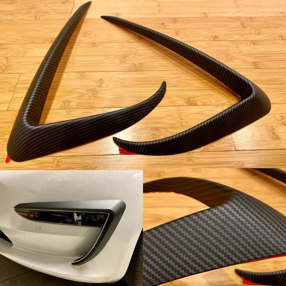 Xyzplus Front Blade Trim For Tesla Model 3 2023 Accessories Matte Carbon Fiber ABS Black White Model3 2022 Car Accessories