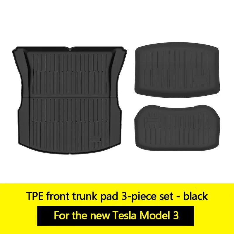 For Tesla Model 3 Highland 2024 Front and Back Trunk Mat TPE Carpet Waterproof Weather-resistant Pads Up and Down Layer Mats