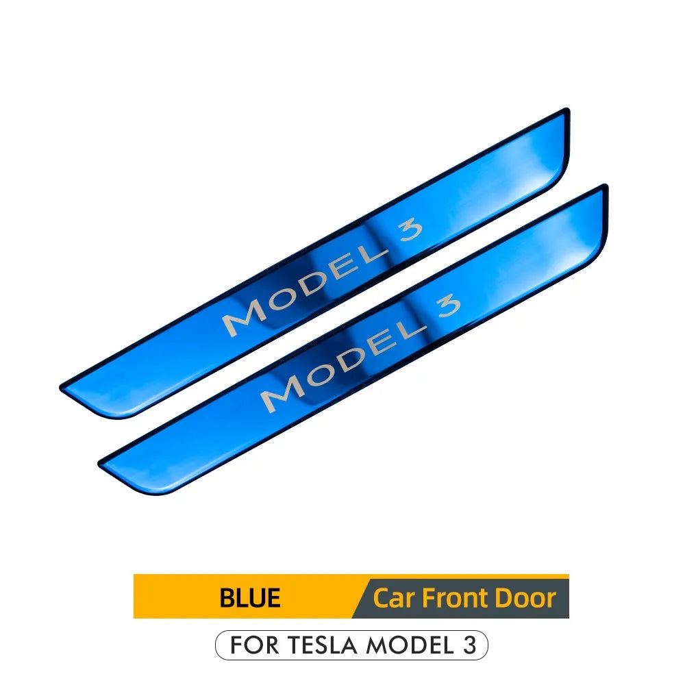 Xyzplus Model3 2023 Door Sill Decoration Wrap Cover For Tesla Model 3 2022 Accessories Pedal Protection Strip Carbon Fiber