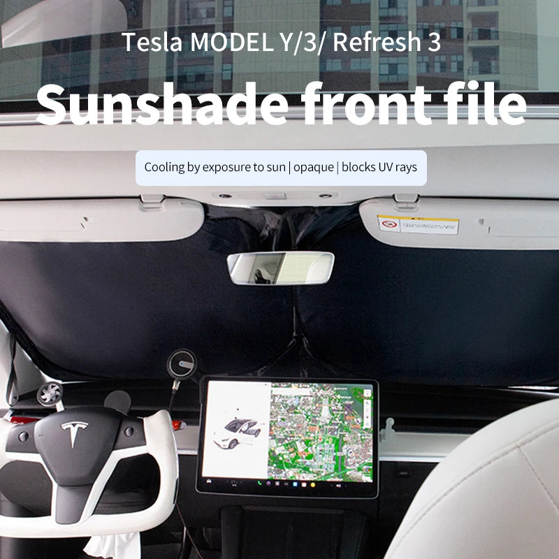 Car Windshield Sun Shade Covers Visors Front Window Sunscreen Protector Parasol Coche For Tesla Model 3 Y Sunshade Accessories