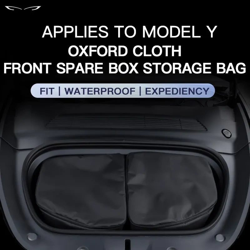 For Tesla Model Y 2017-2023 Front Trunk Storage Bag Auto Interior Accessories Oxford Cloth Wear-resistant Portable Organizer Bag