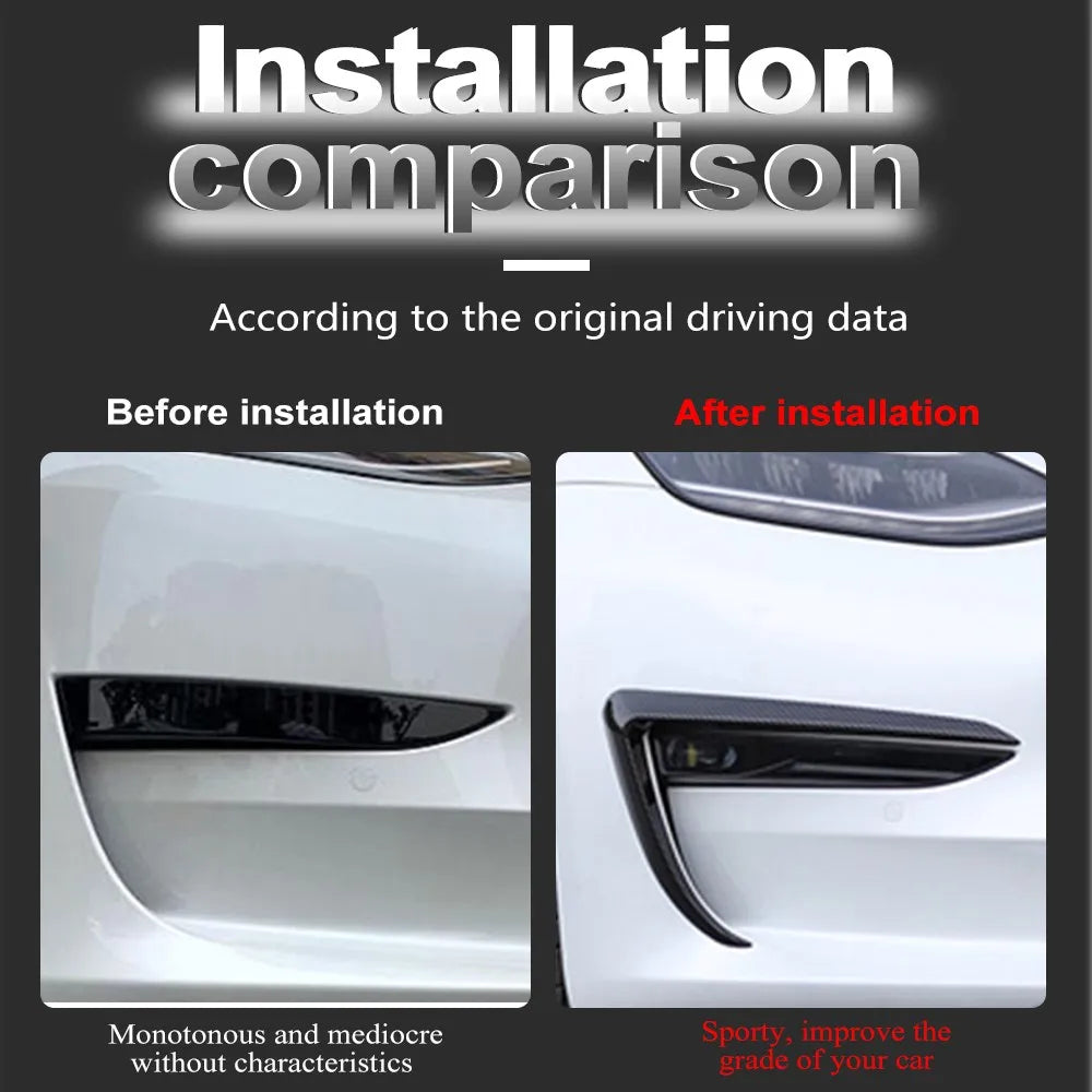 Xyzplus Front Blade Trim For Tesla Model Y 2023 Accessories Matte Carbon Fiber ABS Black White Car Accessories ModelY