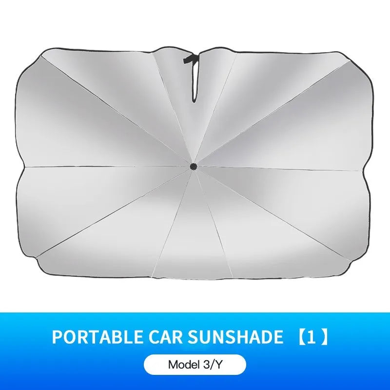 Tesla model 3 model y 2023 Sun Shade Umbrella Foldable Sunshade Auto Front Window Cover For UV Ray Block & Sun Heat Protection