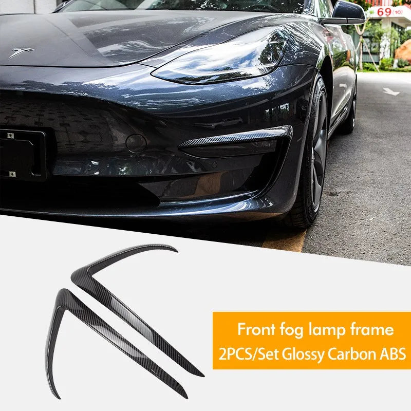 Xyzplus Front Blade Trim For Tesla Model 3 2023 Accessories Matte Carbon Fiber ABS Black White Model3 2022 Car Accessories