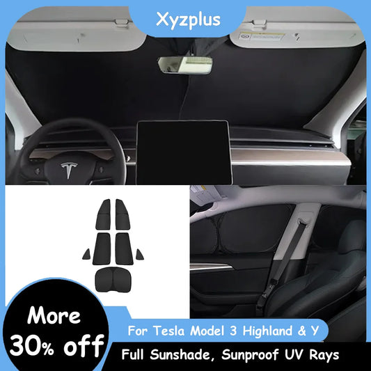 Privacy Full Sunshade For Tesla Model 3 Highland 2024 Model Y 2023 Side Windows Front Windshield Cover Sunproof UV Rays