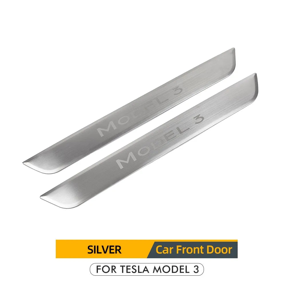 Xyzplus Model3 2023 Door Sill Decoration Wrap Cover For Tesla Model 3 2022 Accessories Pedal Protection Strip Carbon Fiber