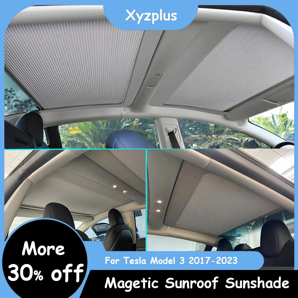 Model3 2022 Sunshade Net Front&Rear Sunroof Pads Convenient Foldable Sunshade For Tesla Model 3 2023 Auto Interior Accessories