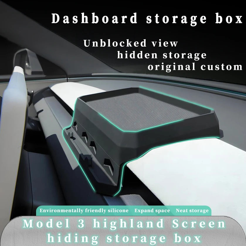 Storage Box For Tesla Model 3 Highland 2024 Multifunctional Silicone Dashboard Storage ETC Tray Instrument Panel Tissue