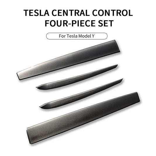 Dashboard Cover Door Trim Panel Caps for Tesla Model Y Interior Front Carbon Fiber ABS Trims Patch Cover Decoration Sticker