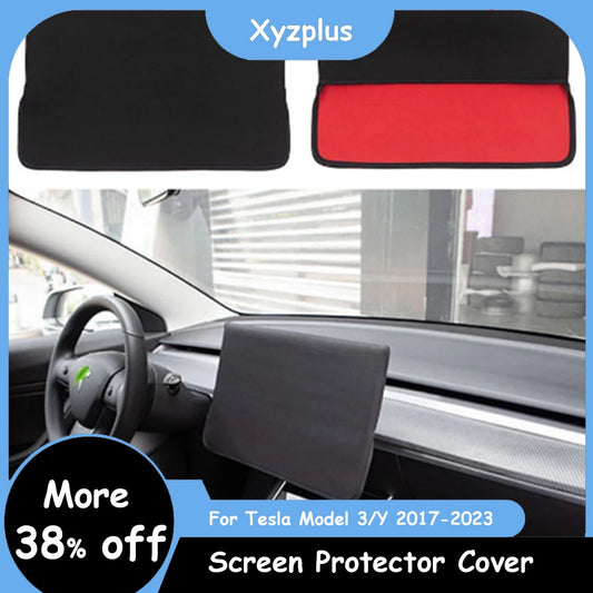 Tempered Glass For Tesla Model 3 Y 2023 Accessories Navigation Cover Sleeve On Sunshade Screen Protector Film Waterproof Fabric