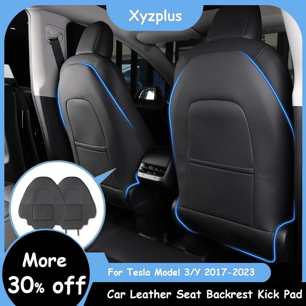 For Tesla Model 3 Model Y 2023 Seat Backrest Kick Pad Leather Protective Cover Anti-Kick Pad Interior Car Accessories