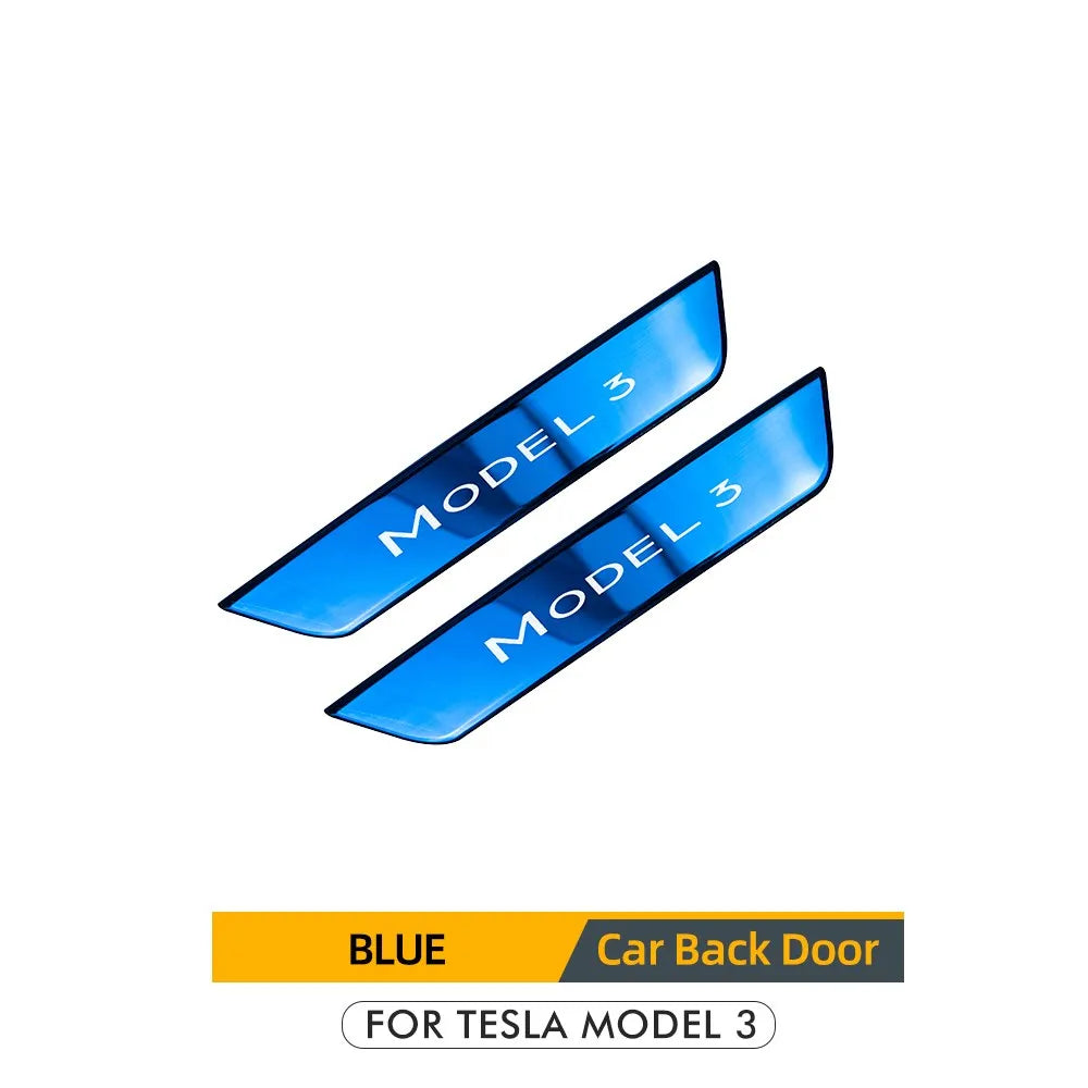 Xyzplus Model3 2023 Door Sill Decoration Wrap Cover For Tesla Model 3 2022 Accessories Pedal Protection Strip Carbon Fiber