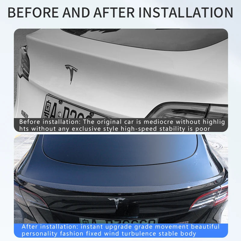 For Tesla Model Y Real Carbon Fiber Spoiler 2023 2024 Rear Trunk Wings For Model Y 2022 Carbon Spoiler Auto Tail Fin Accessories