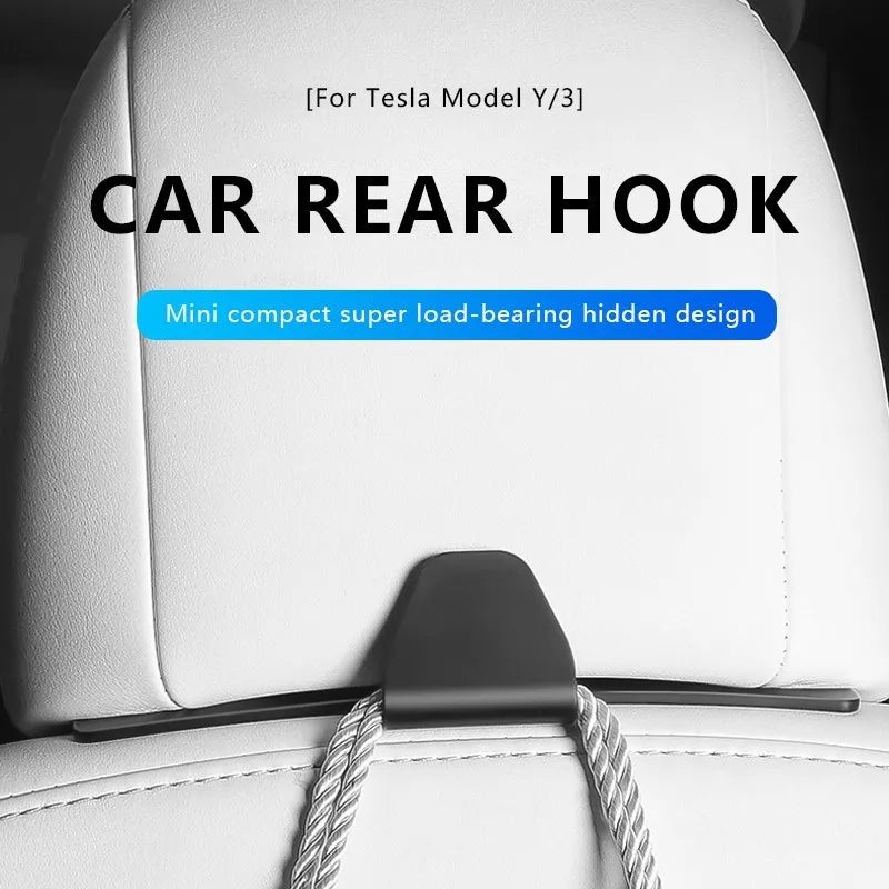 for Tesla Model 3 Y 2023 Car Seat Back Hook for Rear Seater Hanger for Bag Headrest Organizer Holder Interior Accessories