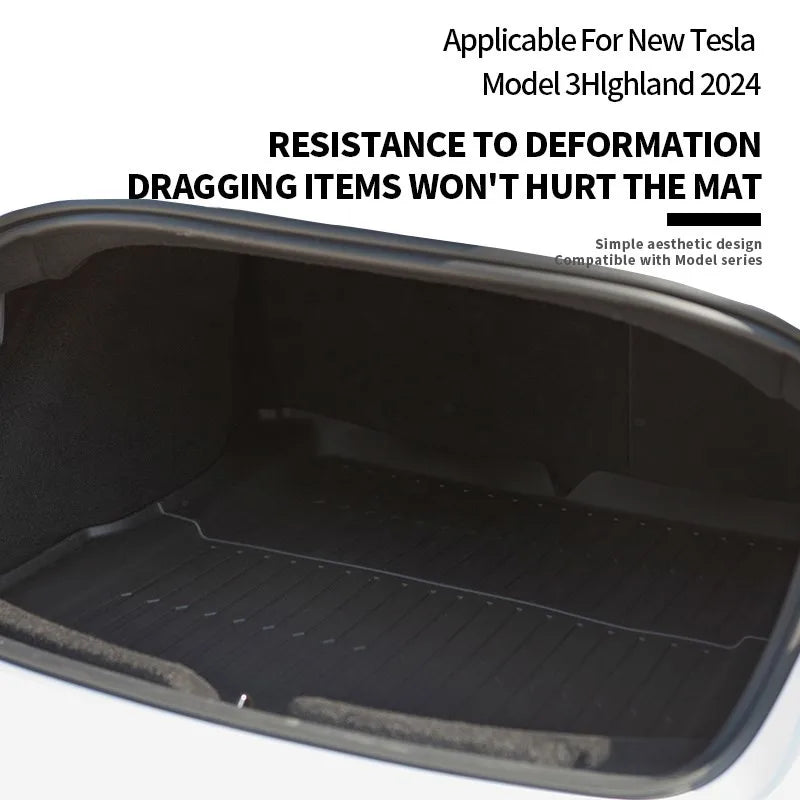 For Tesla Model 3 Highland 2024 Front and Back Trunk Mat TPE Carpet Waterproof Weather-resistant Pads Up and Down Layer Mats