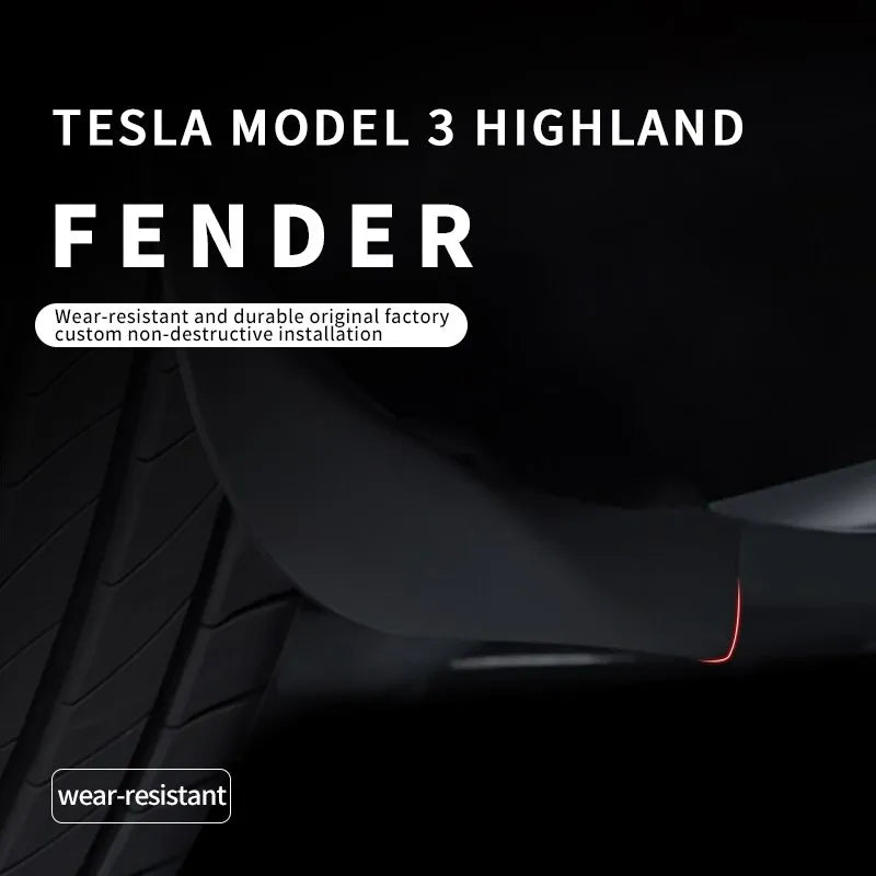 Soft Mud Flaps For Tesla Model 3 Highland 2024 TPE Mudguards Original Design Fender Anti-Snow Anti-Sand Guard Protector